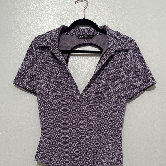 Zara Women’s Purple Patterned Bodysuit Large - Picture 5 of 10